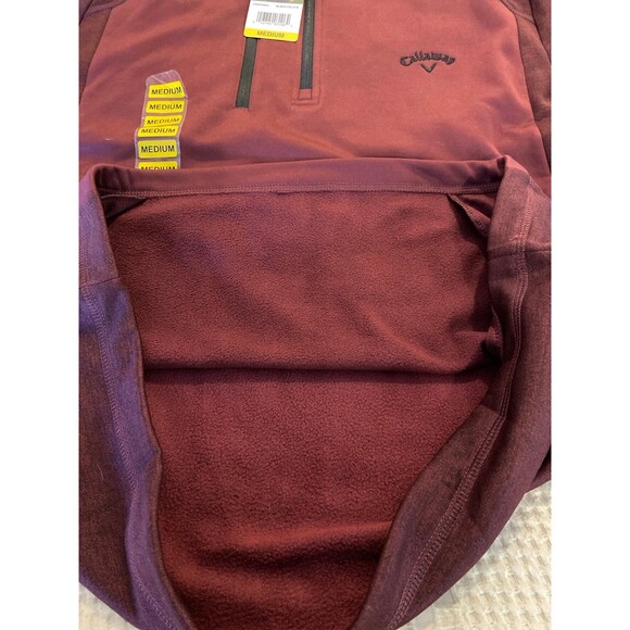 Callaway Mens PulloverJacket Sz Medium 1/4 Zip Maroon Burgundy Golf Long Sleeve - Picture 4 of 11